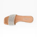 Corky's Our Lil Secret rhinestone sandal with cork sole and nude strap
