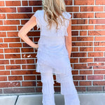 Made in Italy Silk Ruffle Pants in White at ooh la la! in Grapevine TX 76051