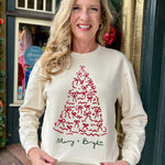 Merry & Bright Bow Sweatshirt in ivory at ooh la la! in Grapevine TX 76051