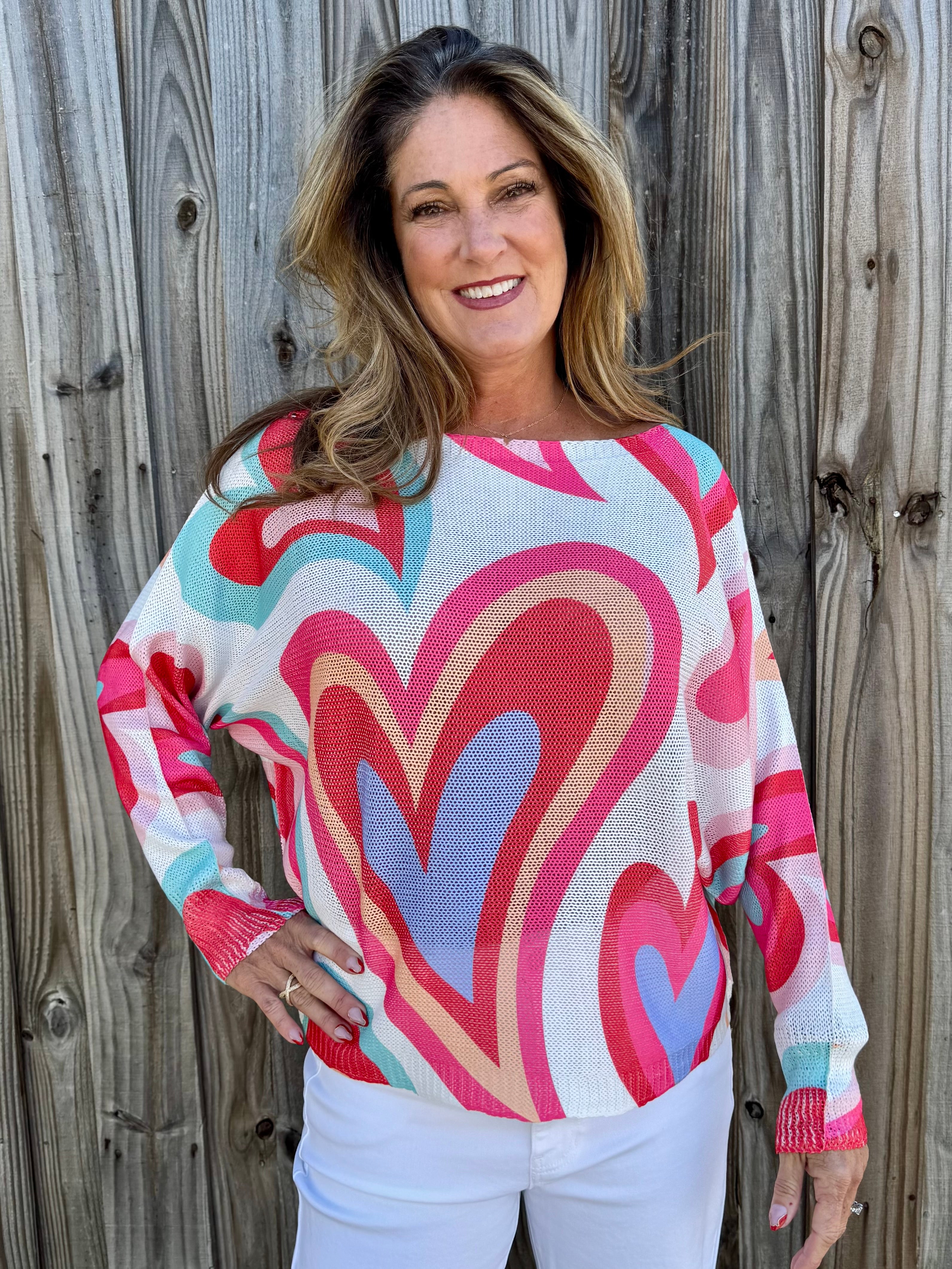 Hearts In Hearts Batwing Sweater at ooh la la! in Grapevine TX 76051