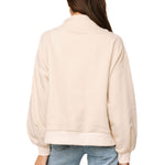 Queen of Sparkles Red Wine Pouring "Queen" Sequin Mock Neck Sweatshirt - Beige at ooh la la! in Grapevine TX 76051