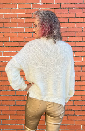 Gold Shimmer Fuzzy Sweater - Multiple Colors