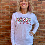 Peppermint Stick Merry Christmas Long Sleeve Tee at ooh la la! in Grapevine TX 76051