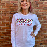 Peppermint Stick Merry Christmas Long Sleeve Tee at ooh la la! in Grapevine TX 76051