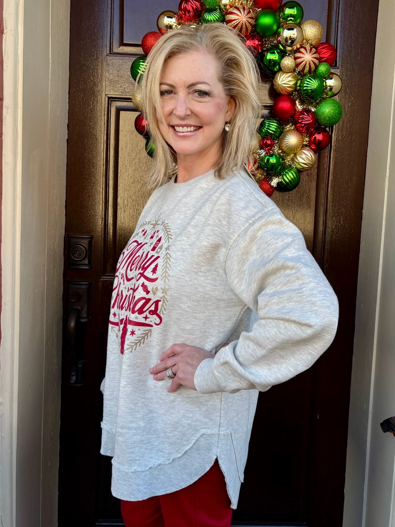 Christmastime Glitter Print Sweatshirt at ooh la la! in Grapevine TX 76051