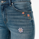 Charming Flowers Embroidered Mid Rise Wide Leg Jeans at ooh la la! in Grapevine TX 76051