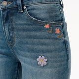 Charming Flowers Embroidered Mid Rise Wide Leg Jeans at ooh la la! in Grapevine TX 76051