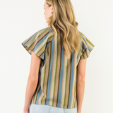 *FINAL SALE* Short Sleeve Striped V Neck Top