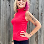 Molly Bracken Turtleneck Sleeveless Sweater in red at ooh la la! in Grapevine TX 76051
