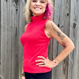 Molly Bracken Turtleneck Sleeveless Sweater in red at ooh la la! in Grapevine TX 76051