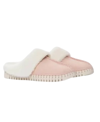 Tulip Faux Fur Trimmed Slippers in adobe rose at ooh la la! in Grapevine TX 76051