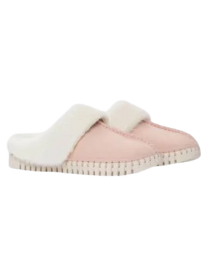 Tulip Faux Fur Trimmed Slippers in adobe rose at ooh la la! in Grapevine TX 76051