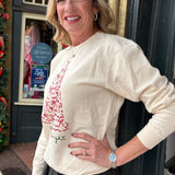 Merry & Bright Bow Sweatshirt in ivory at ooh la la! in Grapevine TX 76051