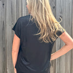 Molly Bracken Metallic V-Neck knit top in black at ooh la la! in Grapevine TX 76051