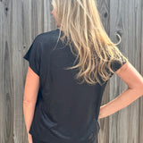 Molly Bracken Metallic V-Neck knit top in black at ooh la la! in Grapevine TX 76051