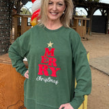 Merry Tree Appliquéd Sweatshirt In green at ooh la la! In grapevine TX 76051