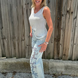 High Rise Lace Front Straight Leg Jeans in light blue at ooh la la! in Grapevine TX 76051