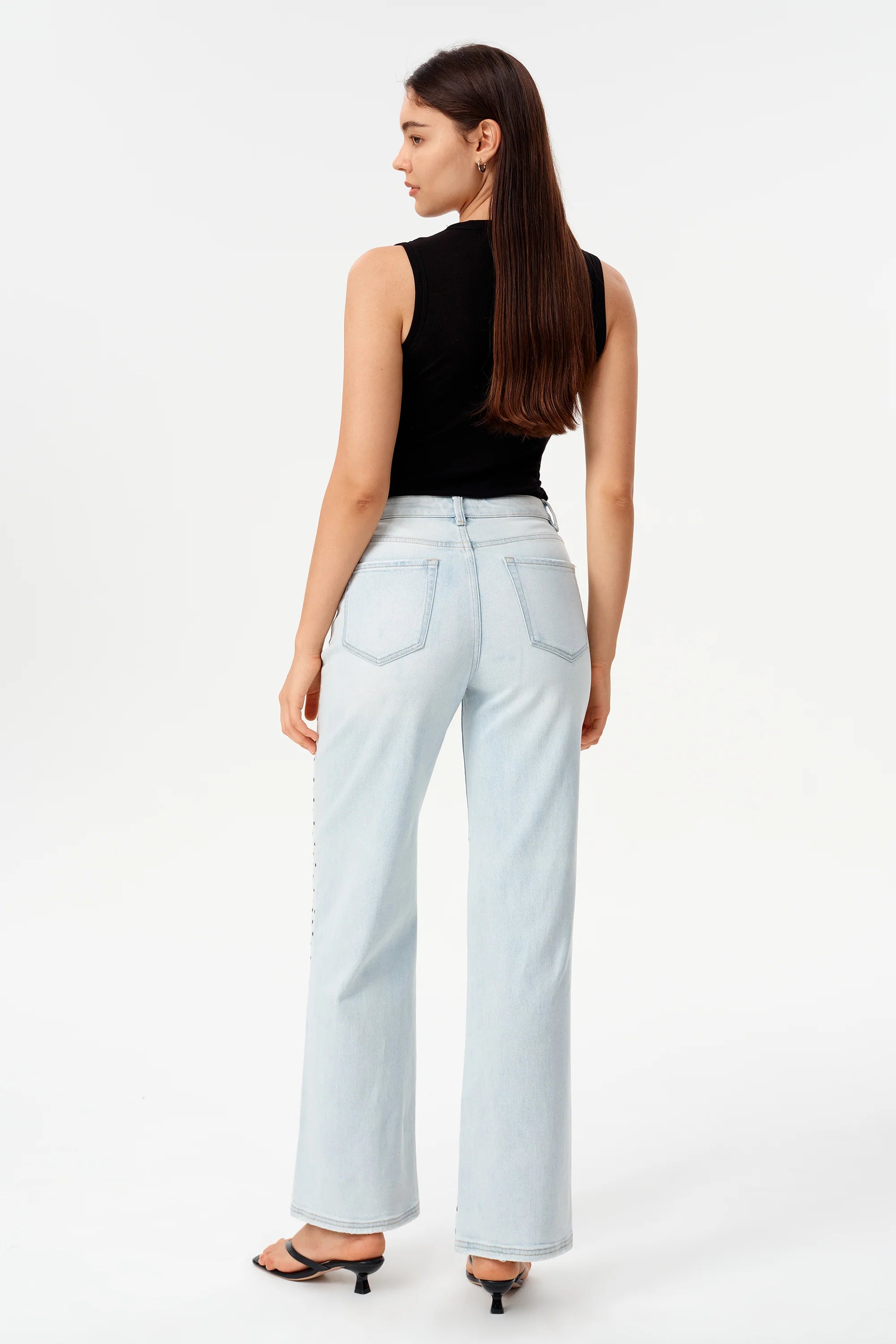 Valentine High Rise Straight Silver Stud Jeans at ooh la la! in Grapevine TX 76051