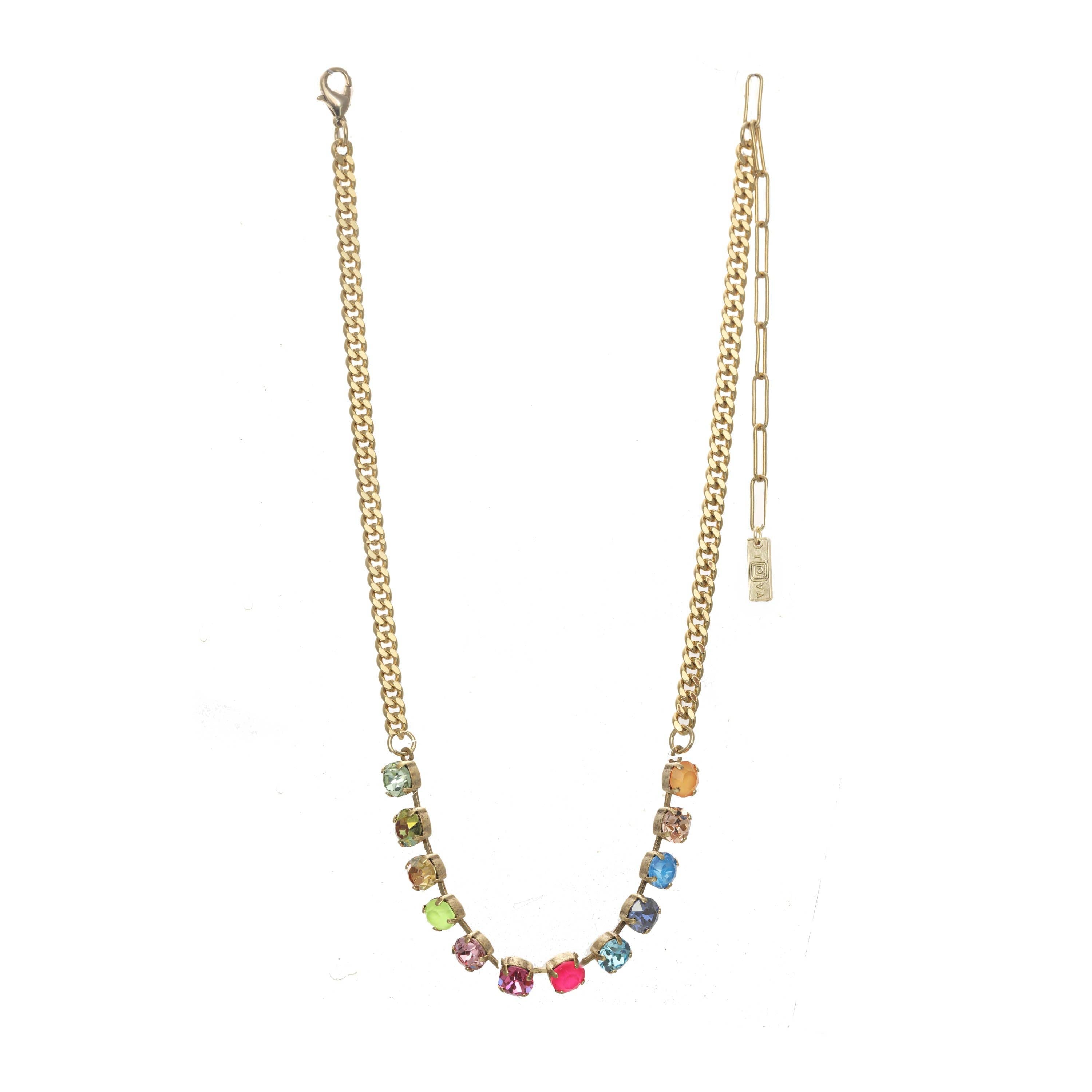 TOVA jewelry, crystal necklace, gold plated brass necklace, Watermelon, handmade jewelry Canada, rainbow crystal necklace, mini oakland necklace, dainty choker, multi-color crystal jewelry at ooh la la! in Grapevine TX 76051