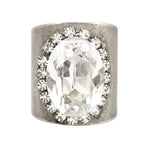 TOVA Sydney Ring, Swarovski Crystal Ring, Antique Silver Ring, Adjustable Statement Ring, Vintage Style Jewelry, Clear Crystal Cocktail Ring, Luxury Women's Rings, Handcrafted Statement Jewelry at ooh la la! in Grapevine TX 76051