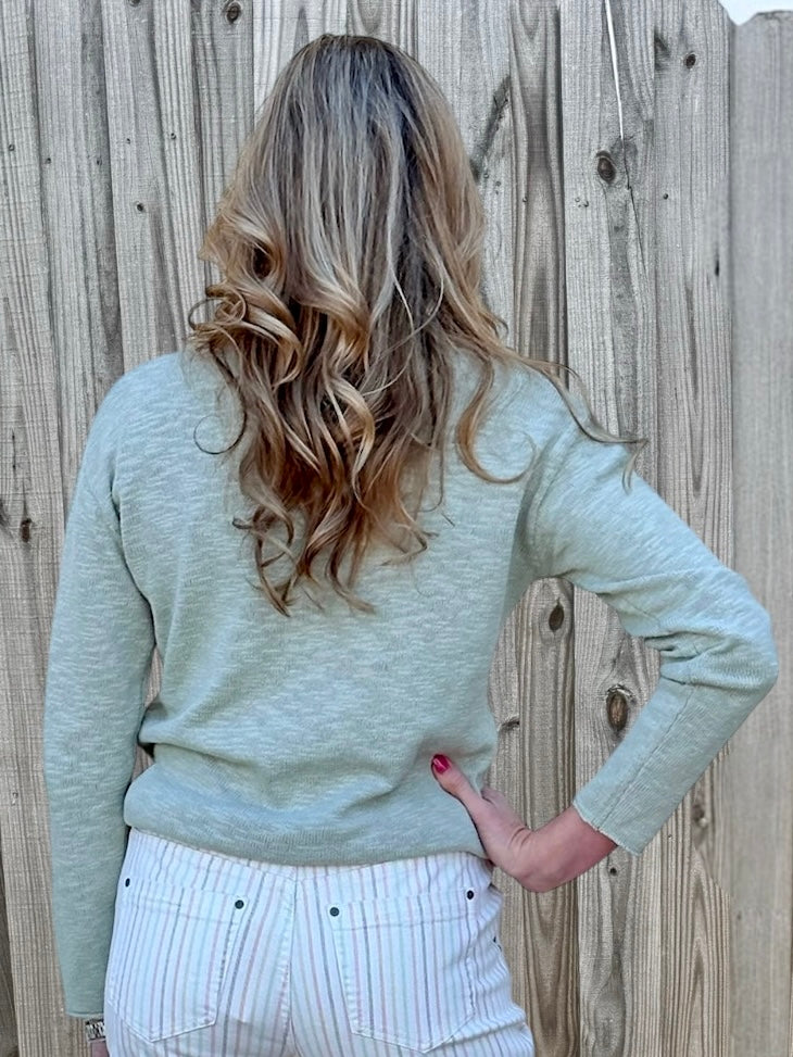 V-Neck Pullover Light Cotton Sweater - 6