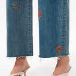 Charming Flowers Embroidered Mid Rise Wide Leg Jeans at ooh la la! in Grapevine TX 76051
