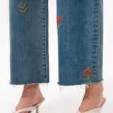 Charming Flowers Embroidered Mid Rise Wide Leg Jeans at ooh la la! in Grapevine TX 76051