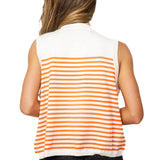 Queen of Sparkles Ivory & Orange Striped Pumpkin Knit Tank