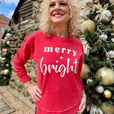 Merry + Bright Sweatshirt in red at ooh la la! in Grapevine TX 76051
