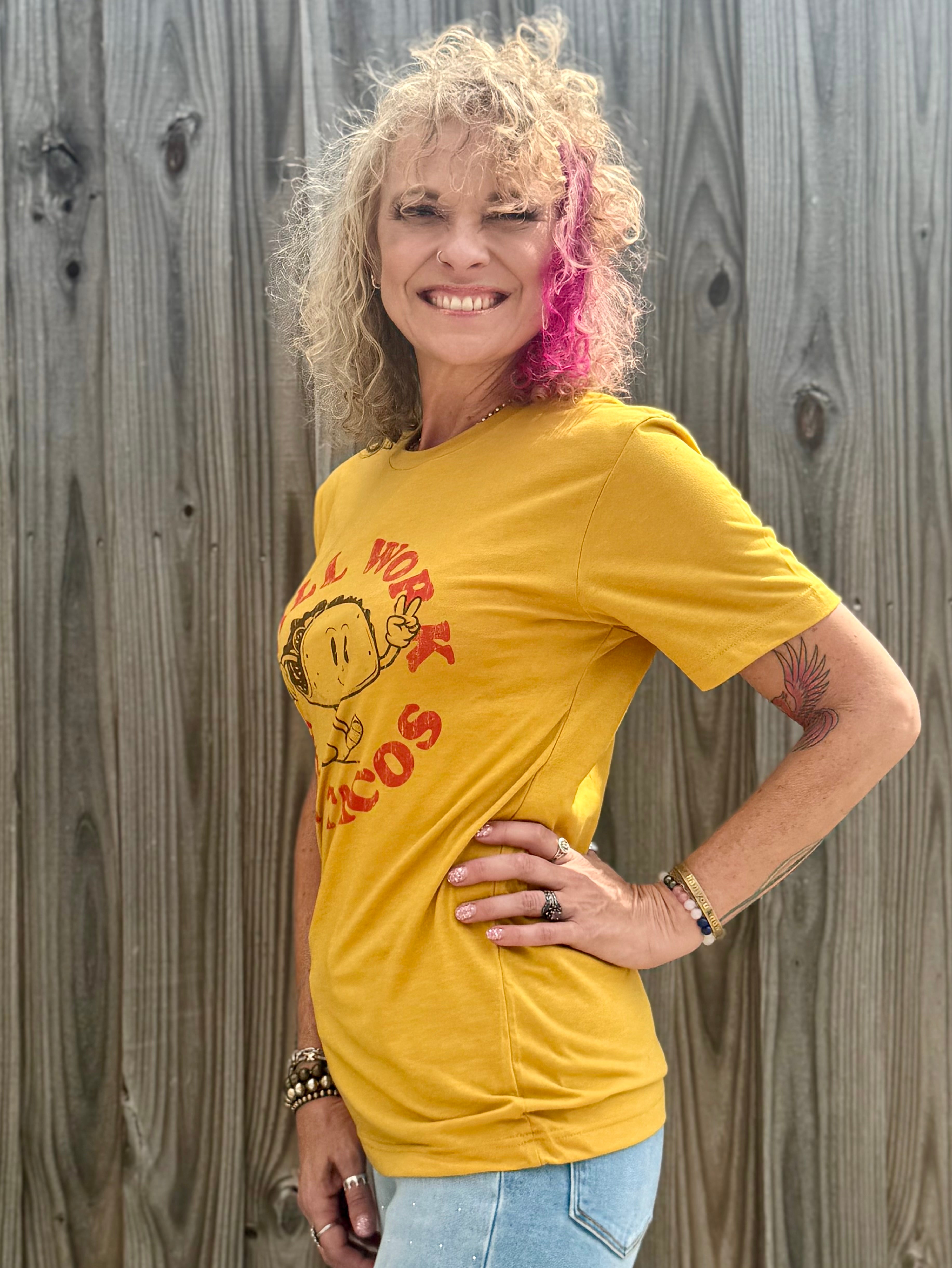 Will Work for Tacos Tee at ooh la la! in Grapevine TX 76051