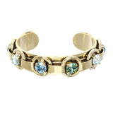 TOVA Henley cuff bracelet in gold with blue and green sea-toned crystals at ooh la la! in Grapevine TX 76051