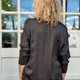 Satin Long Sleeve V-Neck Blouse In brown at ooh la la! In Grapevine TX 76051