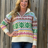 Urania Patterned Half Zip Pullover Sweater