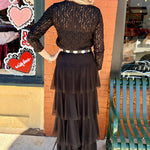 Mesh Tiered Maxi Skirt in black at ooh la la! in Grapevine TX 76051