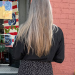 Made in Italy Tie Front Batwing Cardigan in black at ooh la la! in Grapevine TX 76051