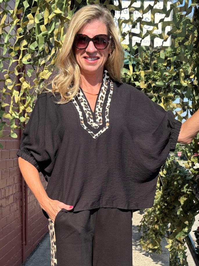 Leopard Trim Dolman Top at ooh la la! in Grapevine TX 76051