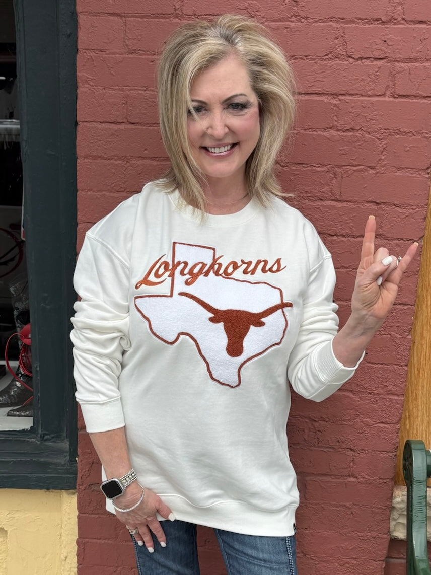 Texas Longhorns Chenille Mascot Sweatshirt at ooh la la! in Grapevine TX 76051