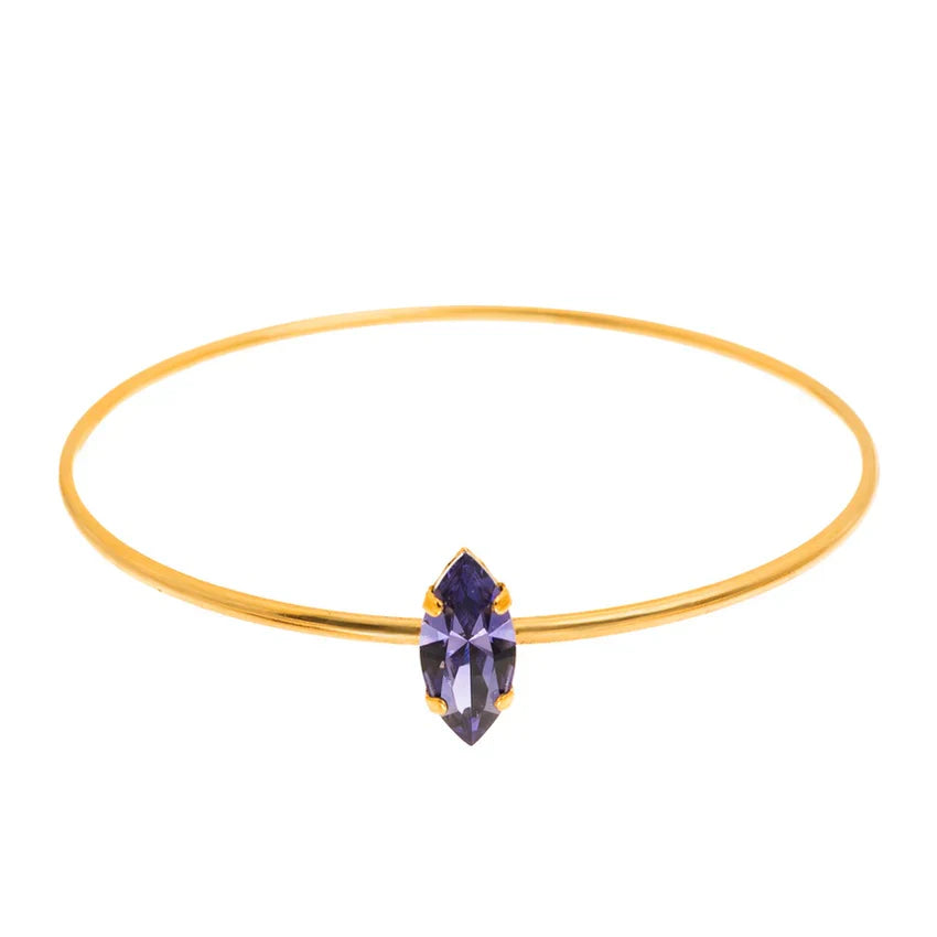 TOVA Ada Bangle in gold with a marquise-cut tanzanite purple crystal centerpiece