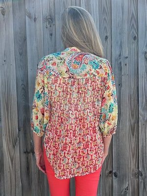 Olive Hill Paisley Notch Collar Blouse at ooh la la! in Grapevine TX 76051