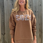 Plaid Appliqué Cozy Sweatshirt at ooh la la! in Grapevine TX 76051