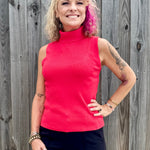 Molly Bracken Turtleneck Sleeveless Sweater in red at ooh la la! in Grapevine TX 76051