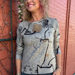 Knit Raglan Top in grey melange at ooh la la! in Grapevine TX 76051