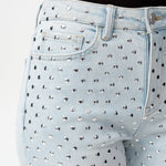 Valentine High Rise Straight Silver Stud Jeans at ooh la la! in Grapevine TX 76051