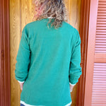 Happy Holiday Trees Embossed Waffle Sweatshirt in green at ooh la la! in Grapevine TX 76051
