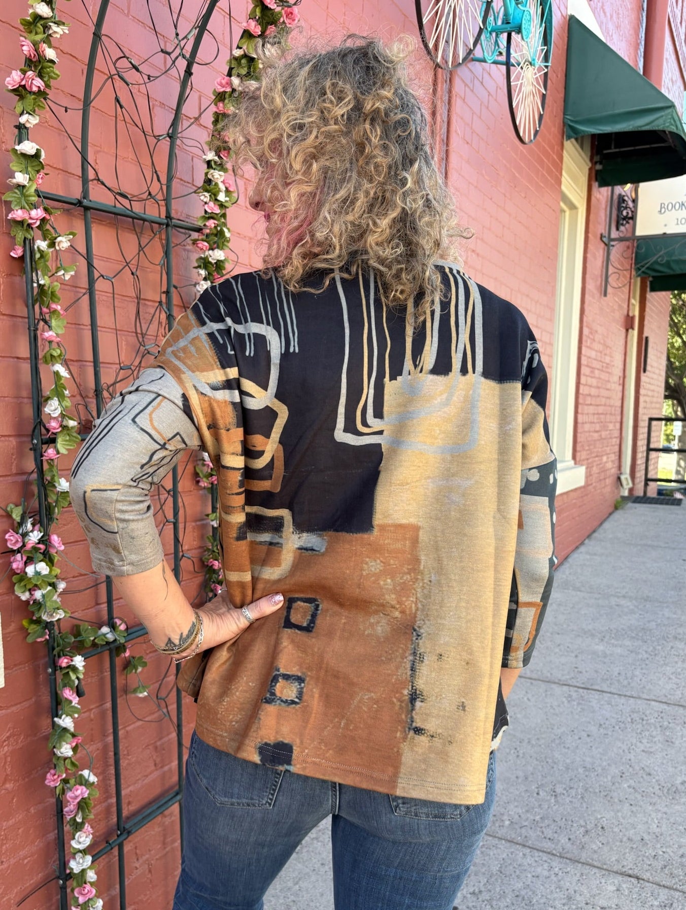 Knit V-neck Tunic in Camel/Grey melange at ooh la la! in Grapevine TX 76051