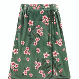 Plush Printed Spa Wrap - Green Cherry Blossoms