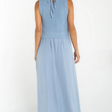 Liverpool Sleeveless Tie Back Sweater Woven Dress in malibu blue at Ooh La La! in Grapevine TX 76051