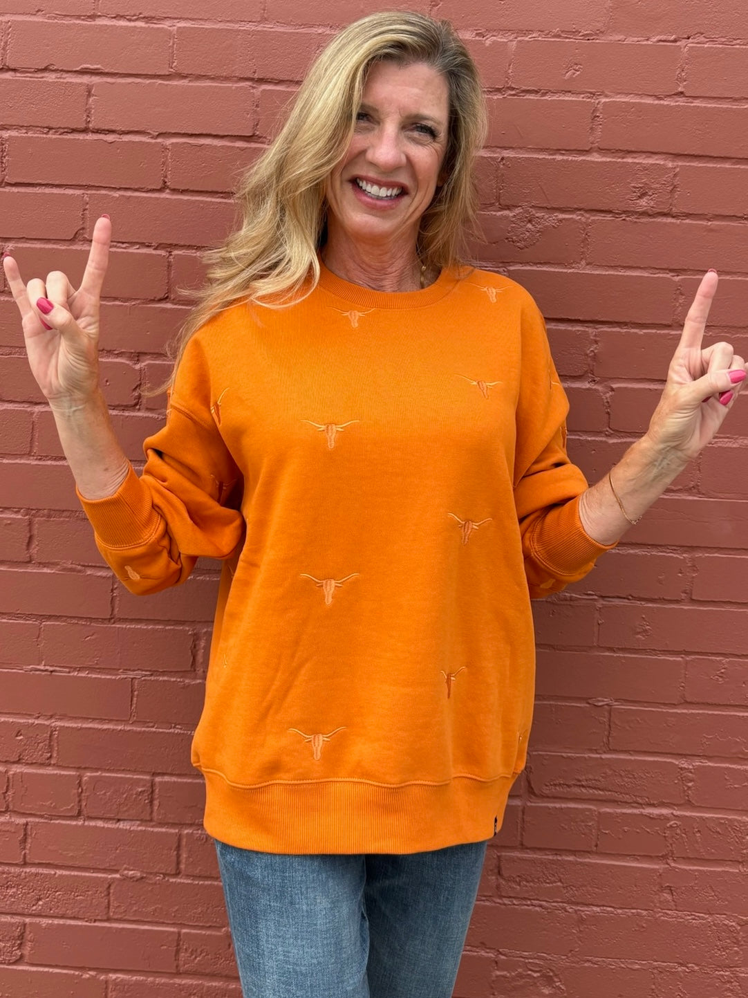 Texas Longhorns Repeat Logo Lantern Sleeve Sweatshirt at ooh la la! in Grapevine TX 76051