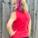 Molly Bracken Turtleneck Sleeveless Sweater in red at ooh la la! in Grapevine TX 76051