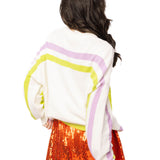 Queen of Sparkles Ivory, Green & Purple ‘Here for The Boos’ Striped Knit Sweater at ooh la la! in Grapevine TX 76051